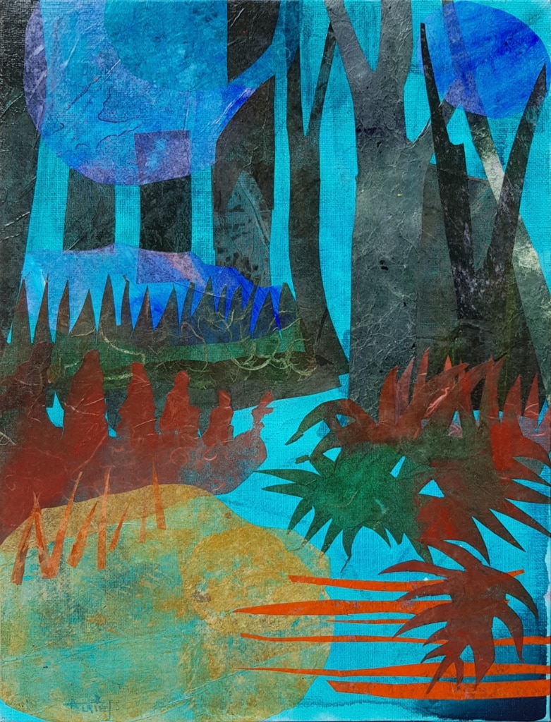 foret tropicale, peinture jungle, collage