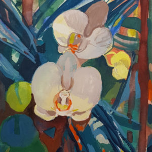 orchidée, gouache, oeuvre sur papier