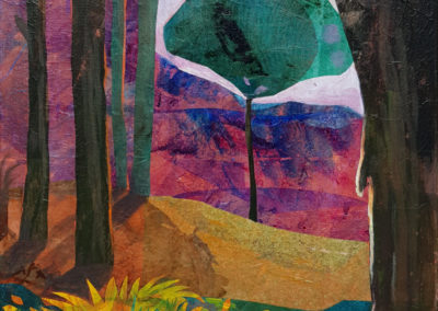 painting, collage, forest