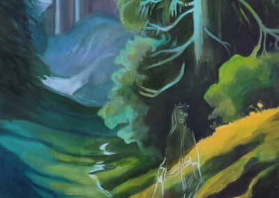 Elaine, oil painting inspired by Gustave Doré