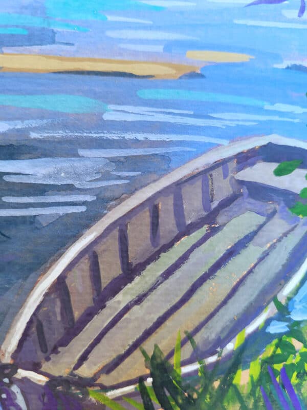 gouache, paysage, Loire