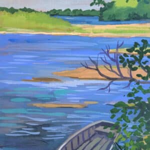 gouache, paysage, Loire
