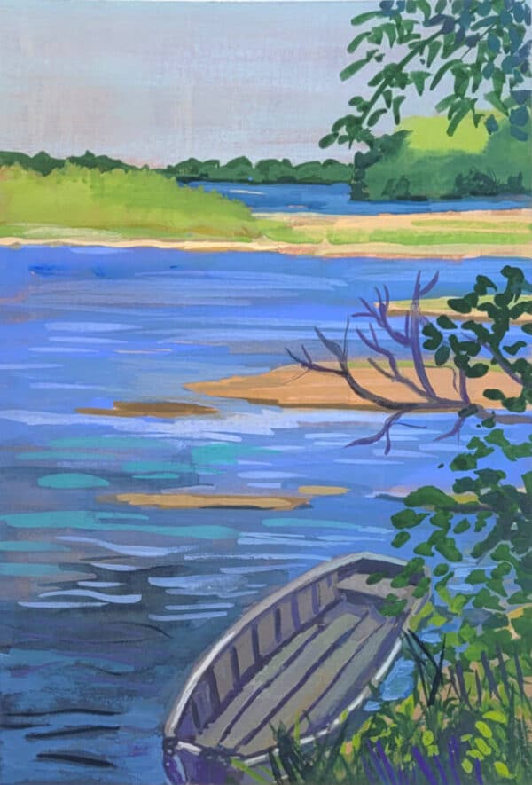 gouache, paysage, Loire