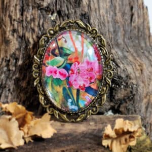 broche orchidées roses