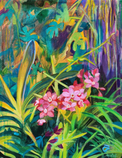 peinture, orchidée, serres, serres tropicales