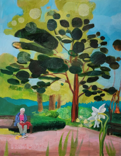 Peinture, huile, serie au jardin