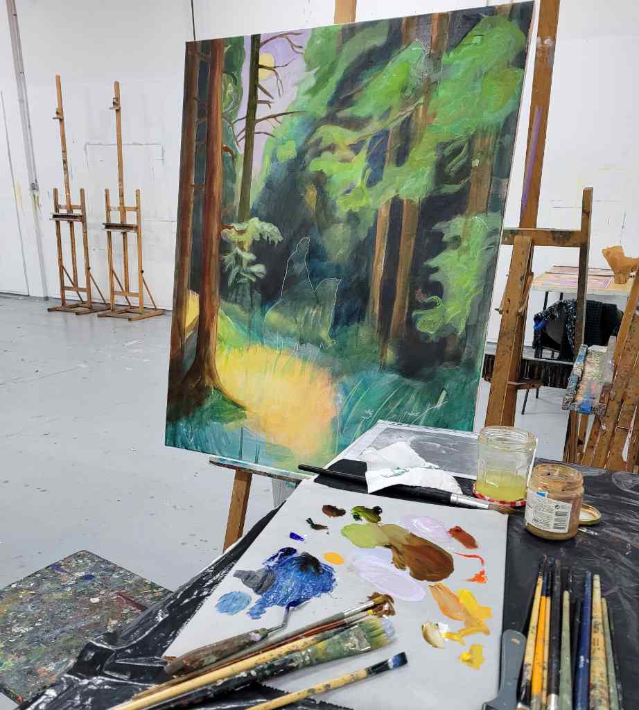 atelier, le 100ecs, peinture en cours