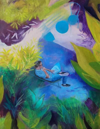 Peinture, huile, serie au jardin