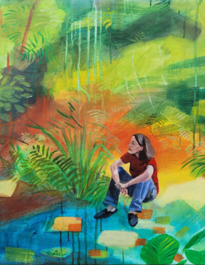 Peinture, huile, serie au jardin