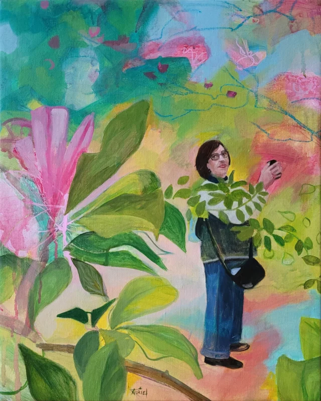 Dans la série "Jardins", une petite toile en technique mixte (huile, pastel à l'huile, acrylique). Autoportrait dans les magnolias, 50  x 40 cm, 2026. 🌸  prix sur demande.
#peinturehuile #huilesurtoile #originalart #artisteslovers #peinturedefleurs #artforyourhome #artavendre