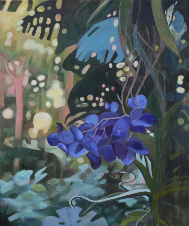 Orchidées dans la jungle, 100 x 81 cm, huile sur toile. Prix en DM.
